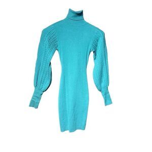 Hera Collection NWT Green Turtleneck Sexy Bodycon Sweater Dress Small